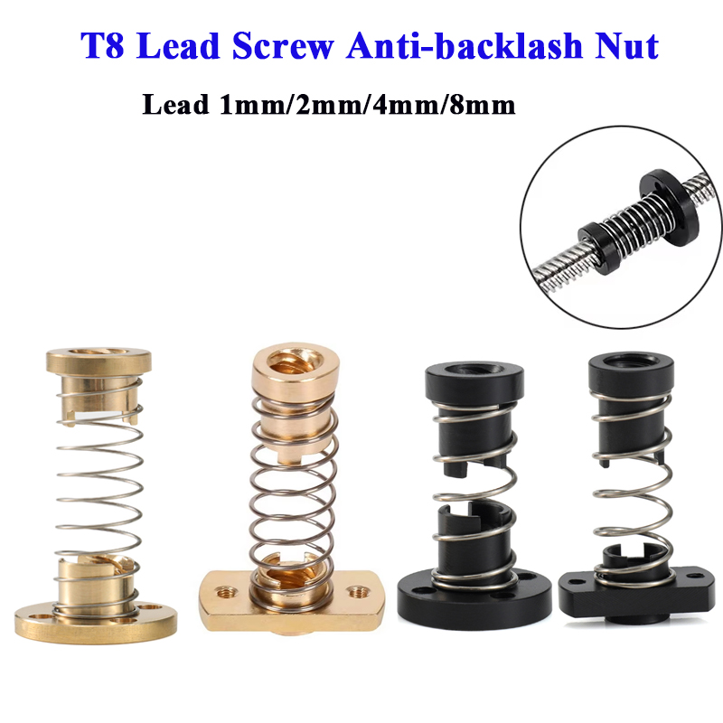 Lead Screw 8Mm - T8 Kurşun Vida Anti-boşluklu Somun Pirinç/POM