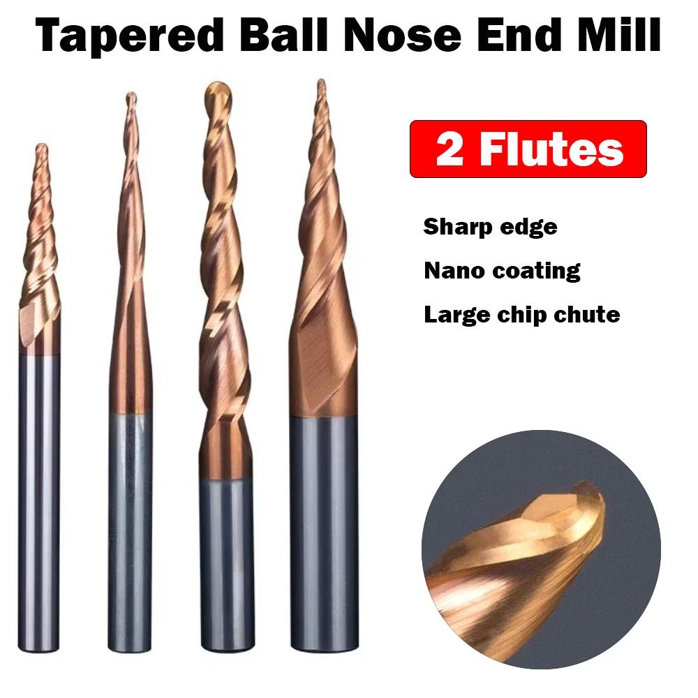 End Mill Set - HRC55 Katı Karbür Bilyalı Uçlu Konik