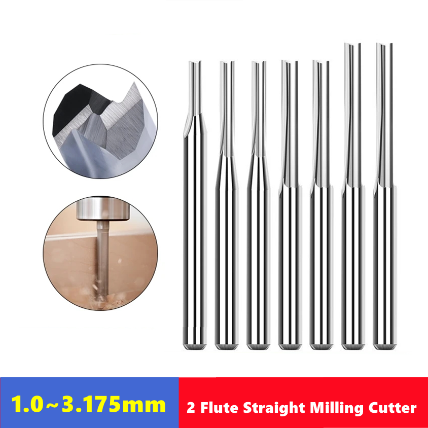 End Mill Set - 10 adet karbür End Mill 3.175mm