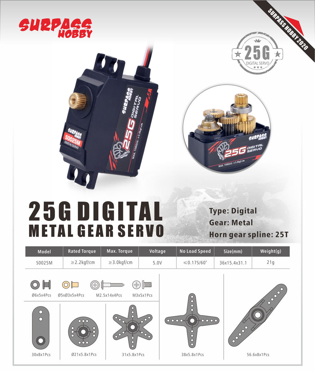 5 ADET Surpass Hobby S0025M Me - Servo 9G incelemesi ve fiyatı